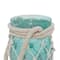 Aquamarine Glass Coastal Candle Holder Lantern, 16" x 5" x 5"
